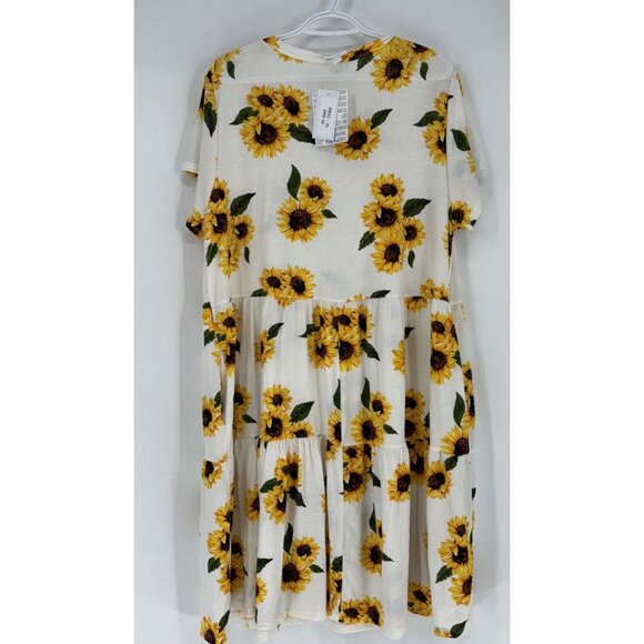 NWT LULAROE Ariel Yellow Sunflowers Floral Tiered Stretch Dress Pockets Sz XL - Picture 2 of 14